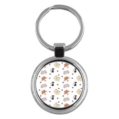 Cat Kitten Design Pattern Key Chain (round)