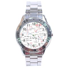 Math Formula Pattern Stainless Steel Analogue Watch by Sapixe