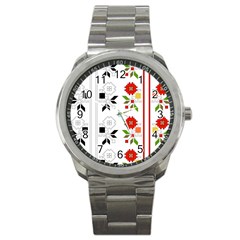 Vectors Bulgarian Folk Art Folk Art Sport Metal Watch by Sapixe