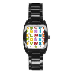 Vectors Alphabet Eyes Letters Funny Stainless Steel Barrel Watch