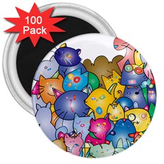 Cats Cartoon Cats Colorfulcats 3  Magnets (100 Pack)