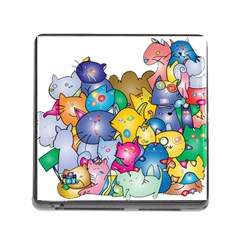 Cats Cartoon Cats Colorfulcats Memory Card Reader (square 5 Slot) by Sapixe