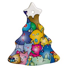 Cats Cartoon Cats Colorfulcats Christmas Tree Ornament (two Sides)