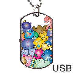 Cats Cartoon Cats Colorfulcats Dog Tag Usb Flash (two Sides)