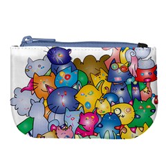 Cats Cartoon Cats Colorfulcats Large Coin Purse