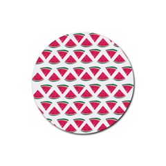 Illustration Watermelon Fruit-food Melon Rubber Round Coaster (4 Pack)