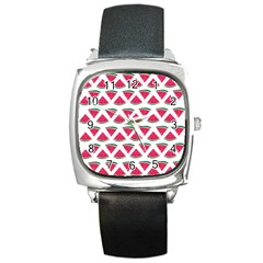 Illustration Watermelon Fruit Food Melon Square Metal Watch by Sapixe