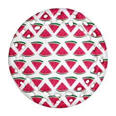 Illustration Watermelon Fruit Food Melon Round Filigree Ornament (two Sides)