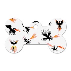 Phoenix Dragon Fire Bird Dog Tag Bone (One Side)