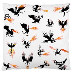 Phoenix Dragon Fire Bird Large Flano Cushion Case (One Side)