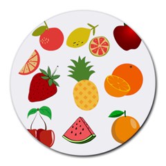 Fruits Cartoon Round Mousepads by Sapixe