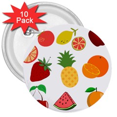 Fruits Cartoon 3  Buttons (10 Pack) 