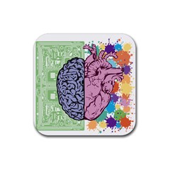 Brain Heart Balance Rubber Coaster (square) by Sapixe