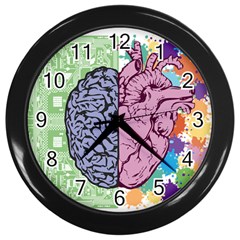 Brain Heart Balance Wall Clock (Black)