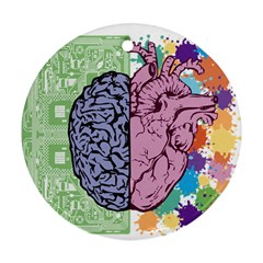Brain Heart Balance Round Ornament (two Sides) by Sapixe