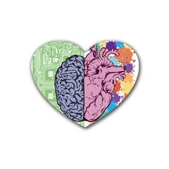 Brain Heart Balance Rubber Coaster (heart) by Sapixe