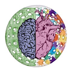Brain Heart Balance Round Filigree Ornament (two Sides)