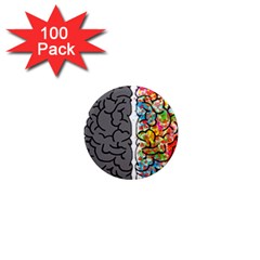 Brain Mind Psychology Idea Hearts 1  Mini Magnets (100 Pack) 