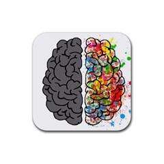 Brain Mind Psychology Idea Hearts Rubber Coaster (square)