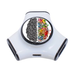 Brain Mind Psychology Idea Hearts 3-port Usb Hub