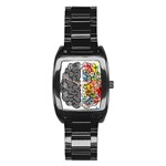 Brain Mind Psychology Idea Hearts Stainless Steel Barrel Watch Front