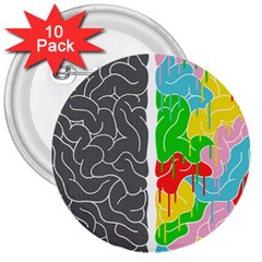 Clip Art Brain Halves 3  Buttons (10 Pack) 