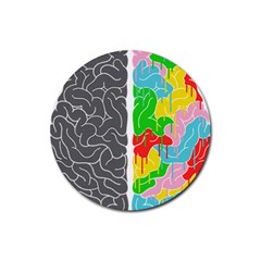 Clip Art Brain Halves Rubber Round Coaster (4 Pack)