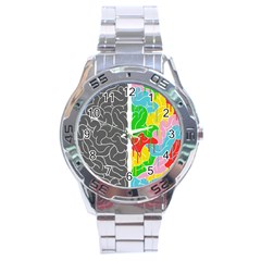 Clip Art Brain Halves Stainless Steel Analogue Watch