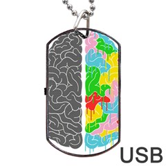 Clip Art Brain Halves Dog Tag Usb Flash (two Sides)