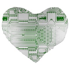 Circuit Board Large 19  Premium Flano Heart Shape Cushions by Sapixe