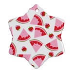 Pink Watermeloon Snowflake Ornament (Two Sides) Back