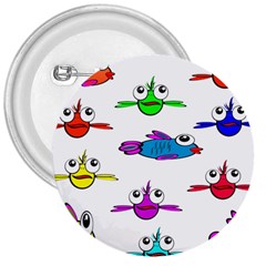 Fish Swim Cartoon Funnycute 3  Buttons