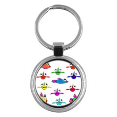 Fish Swim Cartoon Funnycute Key Chain (round)