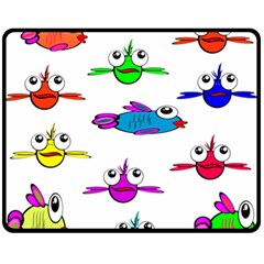 Fish Swim Cartoon Funnycute Fleece Blanket (medium) 