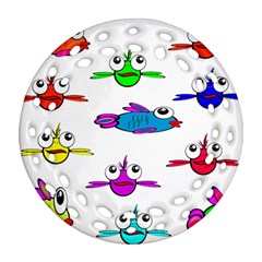 Fish Swim Cartoon Funnycute Round Filigree Ornament (two Sides) by Sapixe