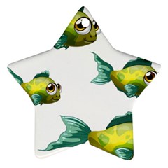 Fish Vector Green Star Ornament (two Sides)