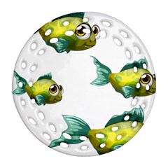 Fish Vector Green Ornament (round Filigree)