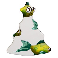 Fish Vector Green Christmas Tree Ornament (two Sides)