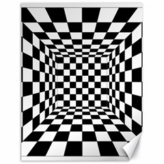 Black And White Chess Checkered Spatial 3d Canvas 18  X 24  by Sapixe