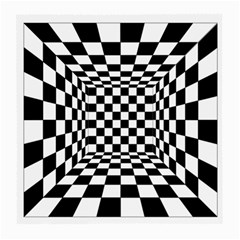 Black And White Chess Checkered Spatial 3d Medium Glasses Cloth (2 Sides) by Sapixe