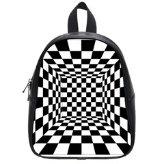 Black And White Chess Checkered Spatial 3d School Bag (small)