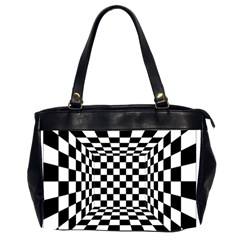 Black And White Chess Checkered Spatial 3d Oversize Office Handbag (2 Sides) by Sapixe