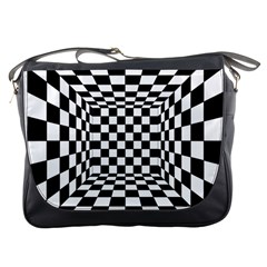 Black And White Chess Checkered Spatial 3d Messenger Bag