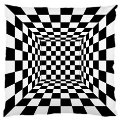 Black And White Chess Checkered Spatial 3d Large Cushion Case (one Side) by Sapixe