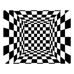 Black And White Chess Checkered Spatial 3d Double Sided Flano Blanket (large)  by Sapixe