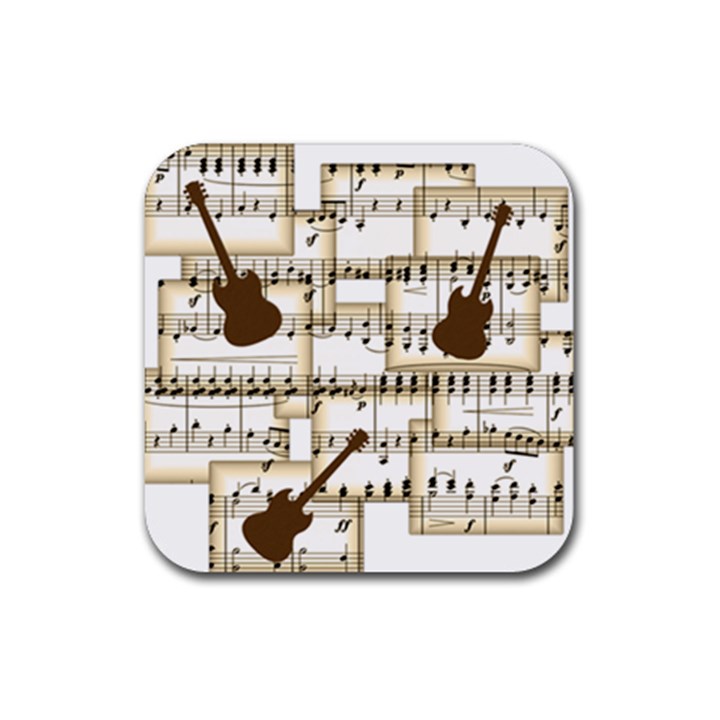 Music Paper Guitars Background Art Rubber Coaster (Square)