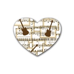 Music Paper Guitars Background Art Rubber Coaster (heart) by Sapixe