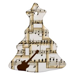 Music Paper Guitars Background Art Christmas Tree Ornament (two Sides)