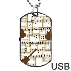 Music Paper Guitars Background Art Dog Tag Usb Flash (one Side)