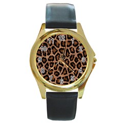 Paper-dark-tiger Round Gold Metal Watch